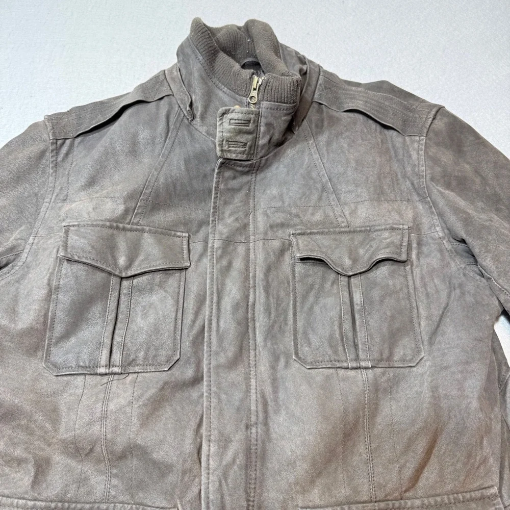 St Johns Bay Outfitters‎ Mens Genuine Leather Field Jacket Brown Large